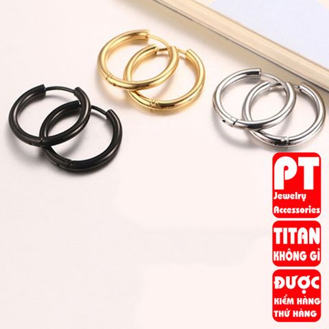 Bông tai titan nam 1 CHIẾC thời trang cao cấp inox thép không gỉ khoen tròn trangsucpt màu PTBTNA156 400580