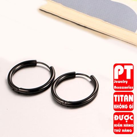 Bông tai titan nam 1 CHIẾC thời trang cao cấp inox thép không gỉ khoen tròn trangsucpt màu PTBTNA156 400580