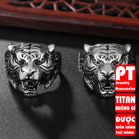Nhẫn nam titan cao cấp thời trang chạm hổ trangsucpt nhẫn thép không gỉ PTNNA256 400615