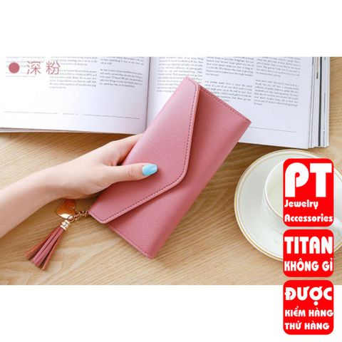[ CỰC ĐẸP] BÓP VÍ DÀI NỮ CẦM TAY VD137 KHÓA BẤM KẾT HỢP TUA PHỤ KIỆN XINH XẮN 400622