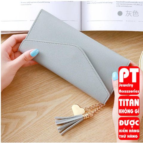 [ CỰC ĐẸP] BÓP VÍ DÀI NỮ CẦM TAY VD137 KHÓA BẤM KẾT HỢP TUA PHỤ KIỆN XINH XẮN 400622