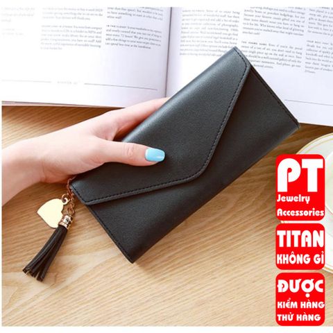 [ CỰC ĐẸP] BÓP VÍ DÀI NỮ CẦM TAY VD137 KHÓA BẤM KẾT HỢP TUA PHỤ KIỆN XINH XẮN 400622
