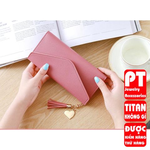 [ CỰC ĐẸP] BÓP VÍ DÀI NỮ CẦM TAY VD137 KHÓA BẤM KẾT HỢP TUA PHỤ KIỆN XINH XẮN 400622