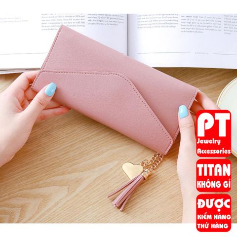 [ CỰC ĐẸP] BÓP VÍ DÀI NỮ CẦM TAY VD137 KHÓA BẤM KẾT HỢP TUA PHỤ KIỆN XINH XẮN 400622