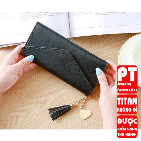 [ CỰC ĐẸP] BÓP VÍ DÀI NỮ CẦM TAY VD137 KHÓA BẤM KẾT HỢP TUA PHỤ KIỆN XINH XẮN 400622