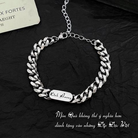 Lắc tay nam nữ Khắc Tên theo yêu cầu, Vòng tay đôi lắc ngắn Shop làm quà tặng, couple unisex 400633
