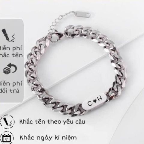 Lắc tay nam nữ Khắc Tên theo yêu cầu, Vòng tay đôi lắc ngắn Shop làm quà tặng, couple unisex 400633