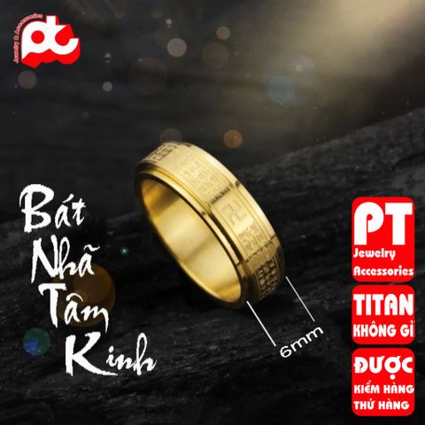 Nhẫn nam cao cấp thời trang inox bát nhã tâm kinh titan không gỉ trangsucpt bảng 6mm PTNNA08 400655