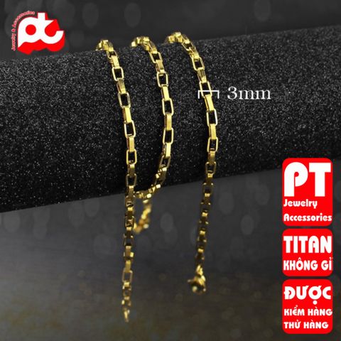 Dây chuyền titan nam cao cấp inox thép không gỉ hình vuông trangsucpt 3mm PTDCNA169 400660