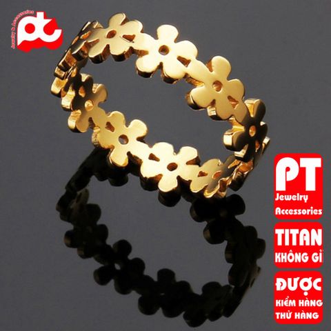 Nhẫn titan nữ cỏ 5 lá đặc cách điệu cao cấp thép không gỉ titanium PT Jewelry & Accessories 400668