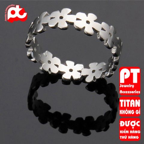 Nhẫn titan nữ cỏ 5 lá đặc cách điệu cao cấp thép không gỉ titanium PT Jewelry & Accessories 400668