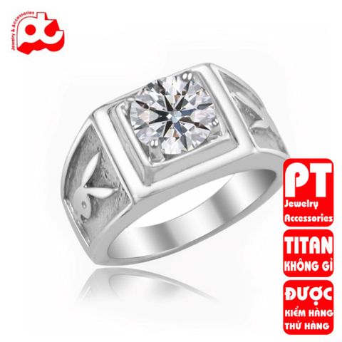 Nhẫn nam inox cao cấp thời trang titan thép không gỉ PT Jewelry & Accessories chạm play boy PTNNA233 400670