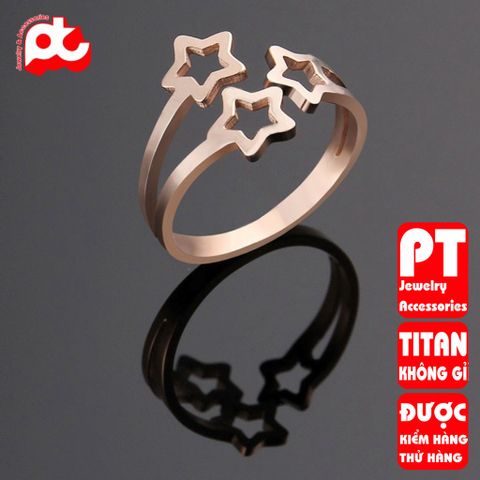 Nhẫn titan nữ freesize ngôi sao rỗng cách điệu thép không gỉ titanium PT Jewelry & Accessories 400680