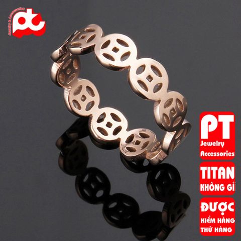 Nhẫn titan nữ đồng tiền cổ cách điệu cao cấp thép không gỉ titanium trangsucpt 400689