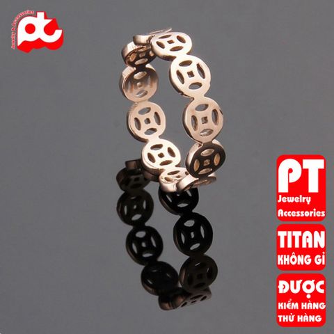 Nhẫn titan nữ đồng tiền cổ cách điệu cao cấp thép không gỉ titanium trangsucpt 400689