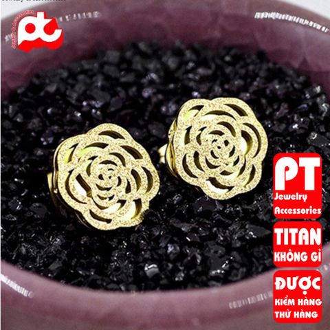 Bông tai nữ titan cao cấp thời trang trangsucpt không đen giá rẻ PTBTNT17 400690