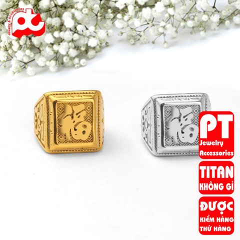 Nhẫn nam inox cao cấp thời trang chữ Phước bảng to titan thép không gỉ trangsucpt PTNNA01 400697