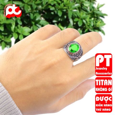 Nhẫn nam titan cao cấp thời trang nhẫn mỹ inox thép không gỉ trangsucpt đá xanh lá nhẫn PTNNA04 400717