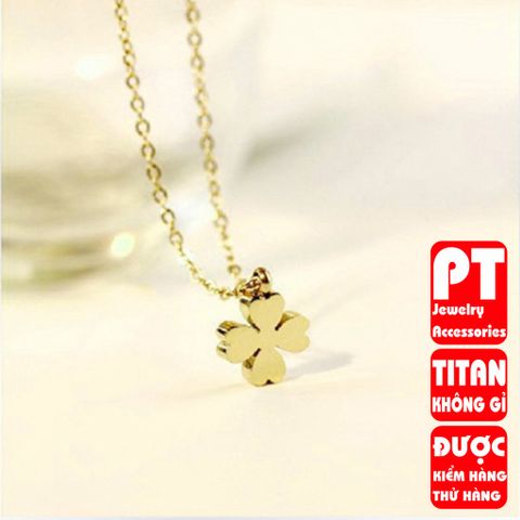 Dây chuyền titan cỏ 4 lá cao cấp sang trọng không đen HCM 400727