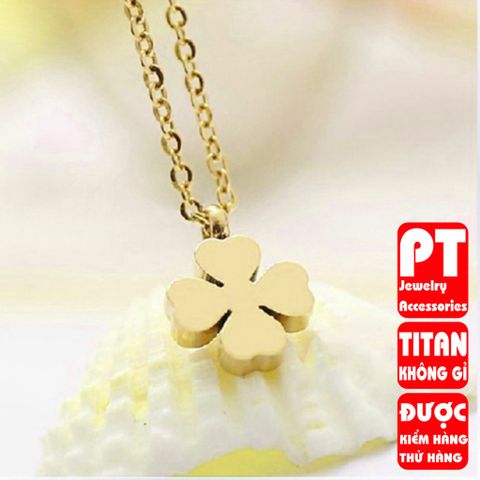 Dây chuyền titan cỏ 4 lá cao cấp sang trọng không đen HCM 400727