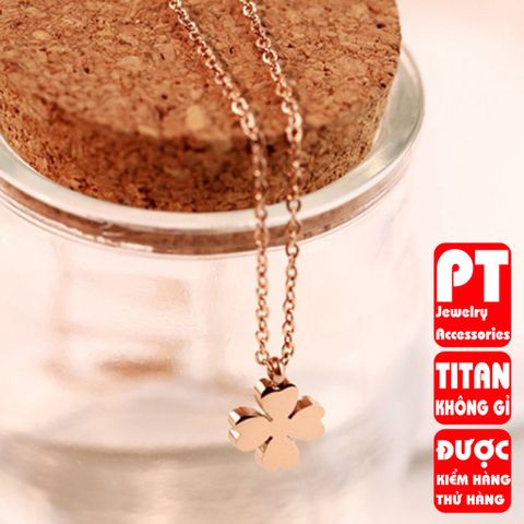 Dây chuyền titan cỏ 4 lá cao cấp sang trọng không đen HCM 400727