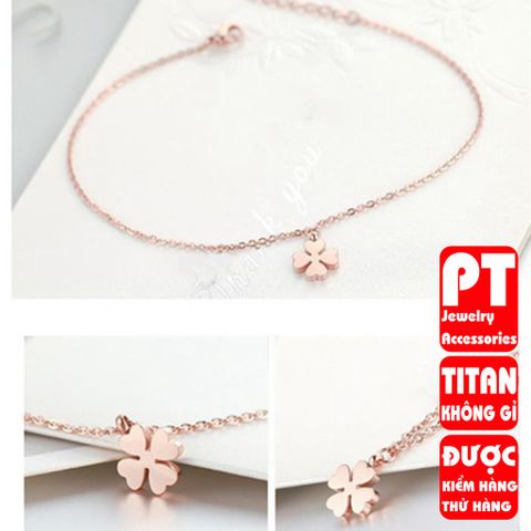 Lắc chân nữ titan cỏ 4 lá cao cấp thời trang trangsucpt 400729