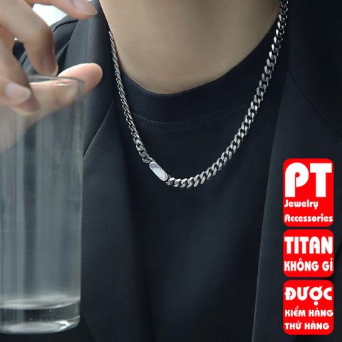 Dây chuyền nam nữ mặt trơn, Vòng tay nam nữ mặt trơn titan hiphop cá tính trangsucpt thép không gỉ 400738
