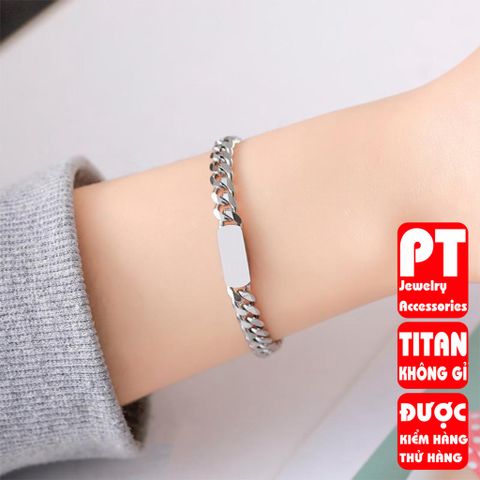 Dây chuyền nam nữ mặt trơn, Vòng tay nam nữ mặt trơn titan hiphop cá tính trangsucpt thép không gỉ 400738