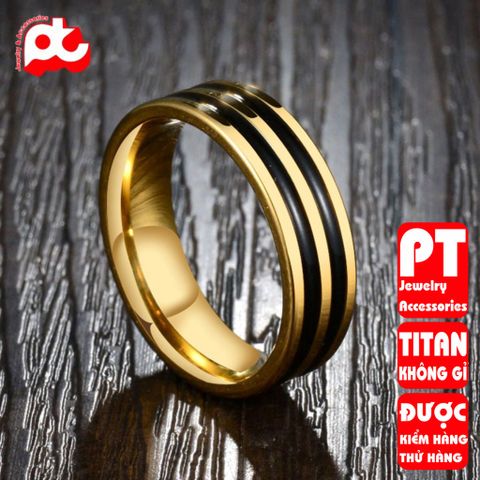 Nhẫn titan cao cấp thời trang 2 sọc đen bảng 6mm nam inox không gỉ PT Jewelry & Accessories PTNNA13 400830