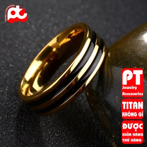 Nhẫn titan cao cấp thời trang 2 sọc đen bảng 6mm nam inox không gỉ PT Jewelry & Accessories PTNNA13 400830