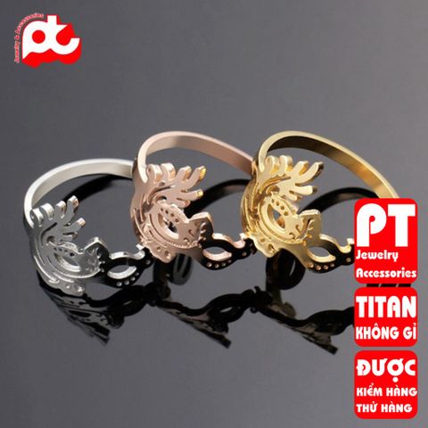 Nhẫn titan nữ freesize mặt nạ cách điệu cao cấp thép không gỉ titanium trangsucpt PTNNUT49 400856