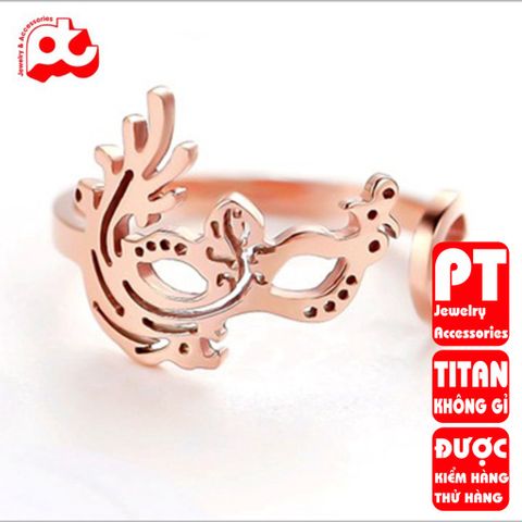 Nhẫn titan nữ freesize mặt nạ cách điệu cao cấp thép không gỉ titanium trangsucpt PTNNUT49 400856