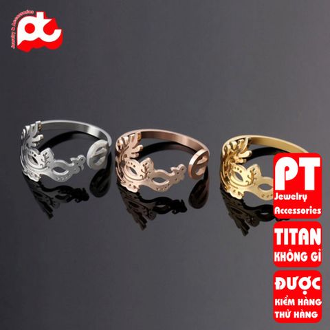 Nhẫn titan nữ freesize mặt nạ cách điệu cao cấp thép không gỉ titanium trangsucpt PTNNUT49 400856