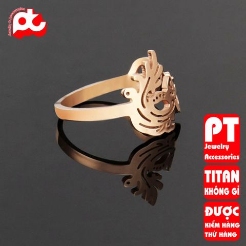 Nhẫn titan nữ freesize mặt nạ cách điệu cao cấp thép không gỉ titanium trangsucpt PTNNUT49 400856