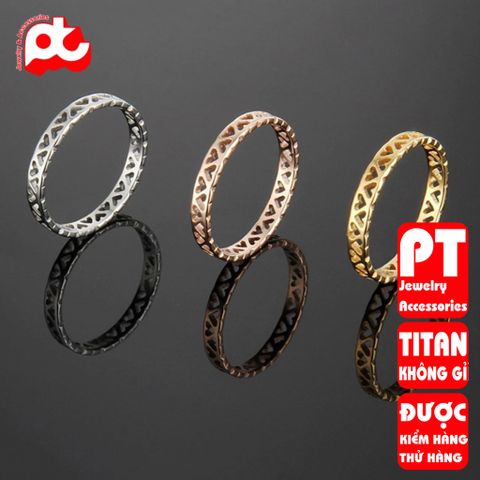 Nhẫn titan nữ trái tim cách điệu cao cấp thép không gỉ titanium trangsucpt 400865