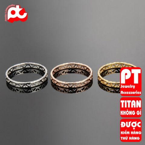 Nhẫn titan nữ trái tim cách điệu cao cấp thép không gỉ titanium trangsucpt 400865