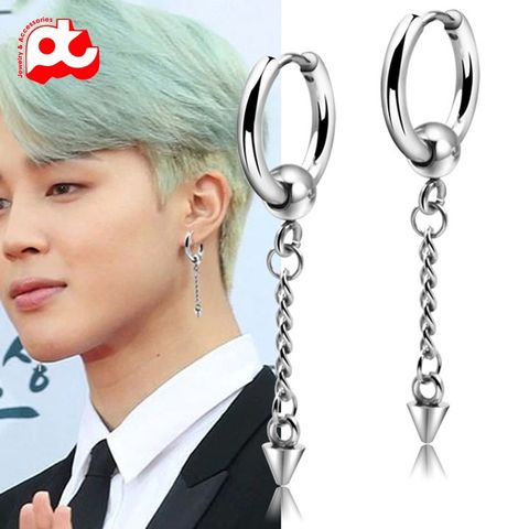 Bông tai nam inox cao cấp thép 1 chiếc kpop tòn ten phụ kiện bấm lỗ tai trangsucpt PTBTNA17 400866