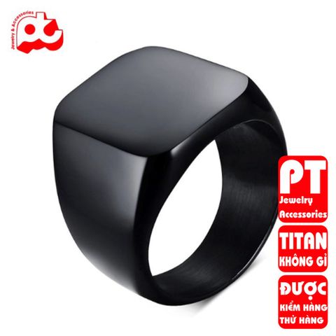 Nhẫn nam titan thời trang mặt trơn vuông to inox cao cấp không gỉ PT Jewelry & Accessories PTNNA25 400869