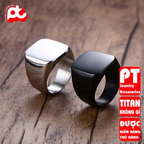 Nhẫn nam titan thời trang mặt trơn vuông to inox cao cấp không gỉ PT Jewelry & Accessories PTNNA25 400869
