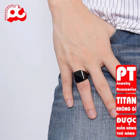 Nhẫn nam titan thời trang mặt trơn vuông to inox cao cấp không gỉ PT Jewelry & Accessories PTNNA25 400869