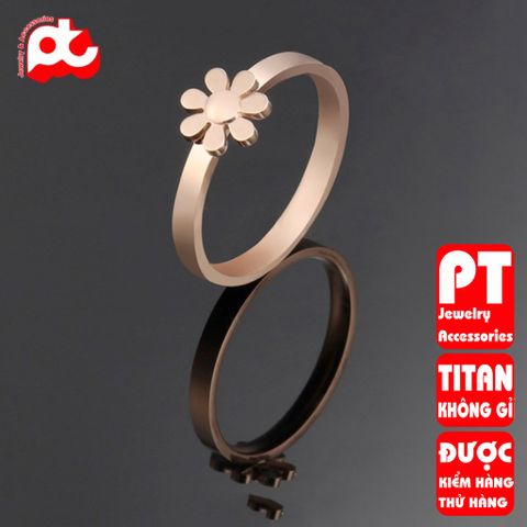 Nhẫn titan nữ hoa cúc 7 cánh cách điệu cao cấp thép không gỉ titanium trangsucpt 400883
