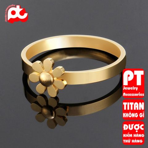 Nhẫn titan nữ hoa cúc 7 cánh cách điệu cao cấp thép không gỉ titanium trangsucpt 400883