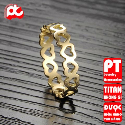 Nhẫn titan nữ trái tim rỗng cách điệu cao cấp thép không gỉ titanium trangsucpt 400884