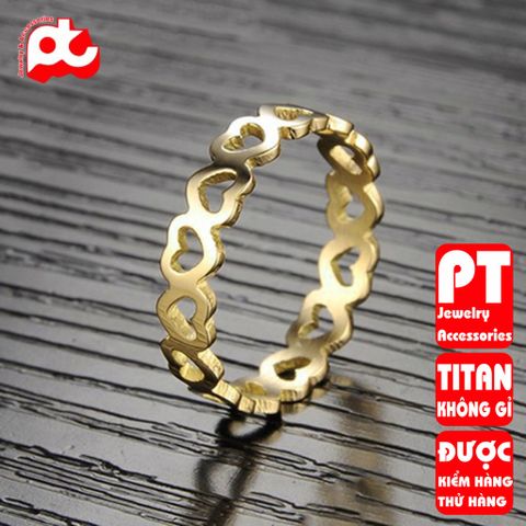 Nhẫn titan nữ trái tim rỗng cách điệu cao cấp thép không gỉ titanium trangsucpt 400884