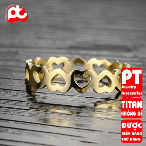 Nhẫn titan nữ trái tim rỗng cách điệu cao cấp thép không gỉ titanium trangsucpt 400884