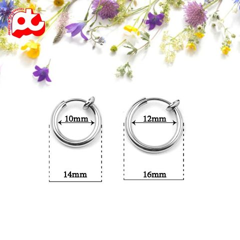 Bông tai nam inox cao cấp 1 chiếc kpop khoen tròn không bấm lỗ tai PT Jewelry & Accessories PTBTNA15 400901