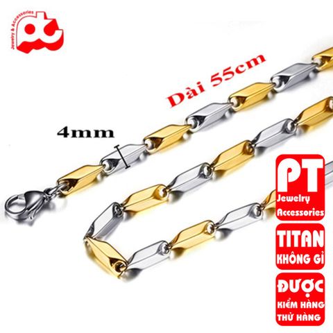 Dây chuyền inox nam titan cao cấp sang trọng thép không gỉ hỏa tiển trangsucpt 4mm PTDCNA30 400926