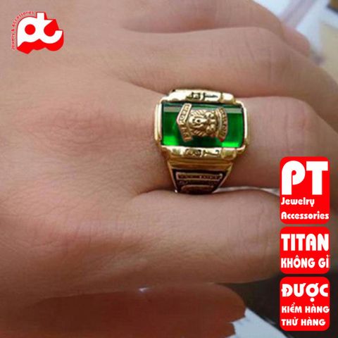 Nhẫn nam inox cao cấp thời trang titan thép không gỉ sư tử 1973 trangsucpt đá xanh lá PTNNA216 400949