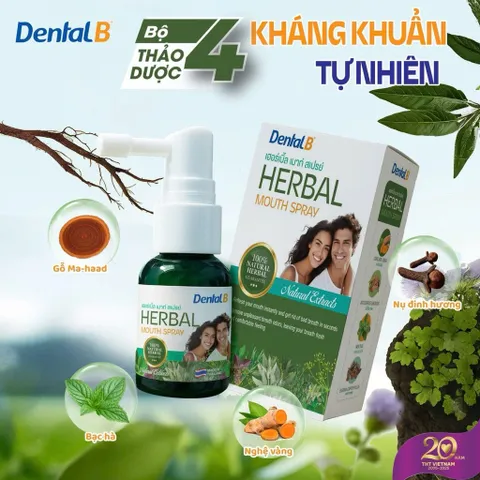 Xịt Thơm Miệng Dental B - Thảo Dược Kháng Khuẩn Bảo Vệ Hơi Thở Thơm Mát Suốt Ngày - Tiện Lợi Dễ Dàng Mang Theo