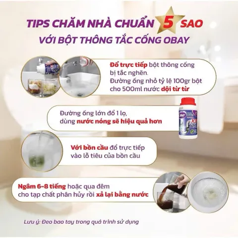 Bột Thông Tắc Cống OBAY - Tiêu Diệt 99,99% Vi Khuẩn, Không Gây Hư Hại Hệ Thống Ống Nước - Giải Pháp Hiệu Quả Cho Nhà Bếp và Nhà Tắm